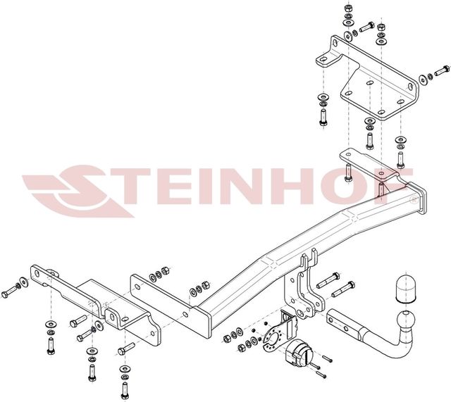 Фаркоп Steinhof для Nissan Murano Z52 2014-2022 (кроме версии с противотуманным фонарем посередине бампера). Артикул N-109