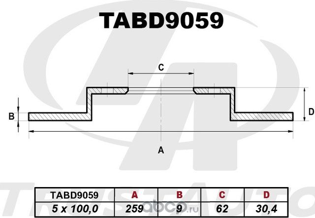 Тормозной диск () 9059 (Trustauto). Артикул TABD9059