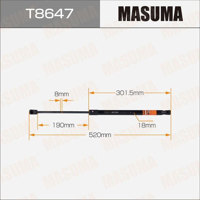 Упор газовый багажника MASUMA, L=520mm (1/40). Артикул T8647