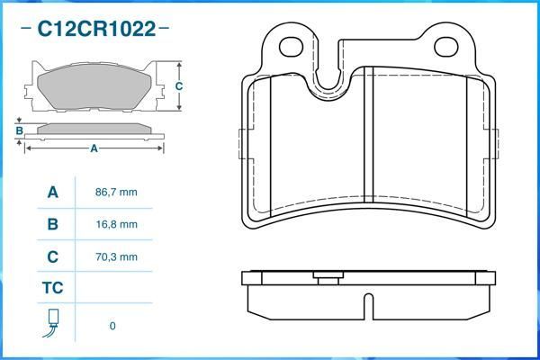 Тормозные колодки Cworks. Артикул C12CR1022