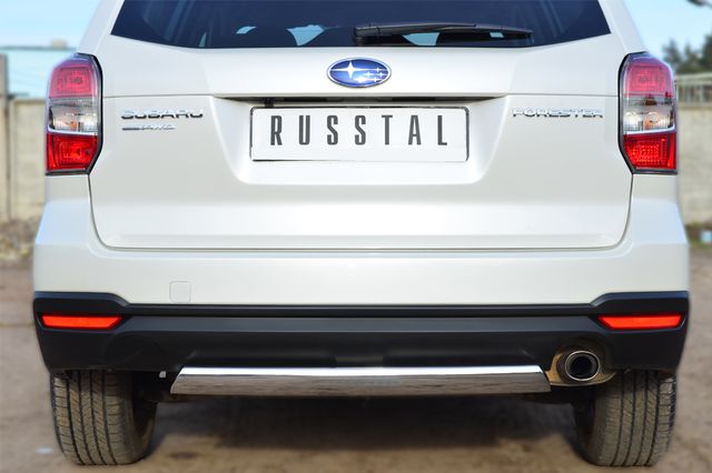 Защита RusStal заднего бампера 75х42 (дуга) для Subaru Forester IV 2013-2024. Артикул SUFT-001606