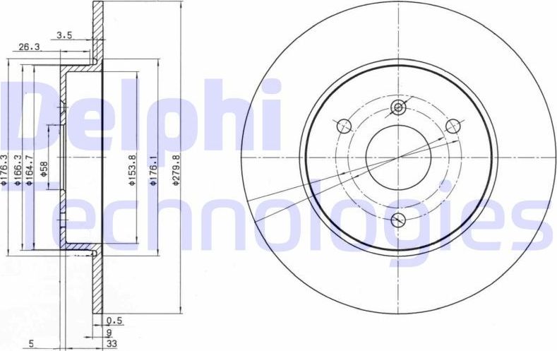 Тормозной диск Delphi. Артикул BG3526