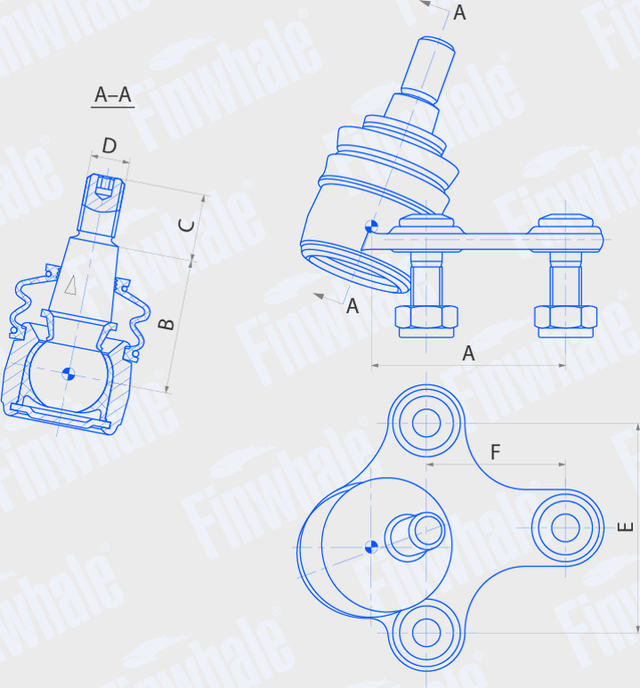 Шаровая опора Finwhale передняя правая для Volkswagen Golf VII 2011-2026. Артикул BJ516