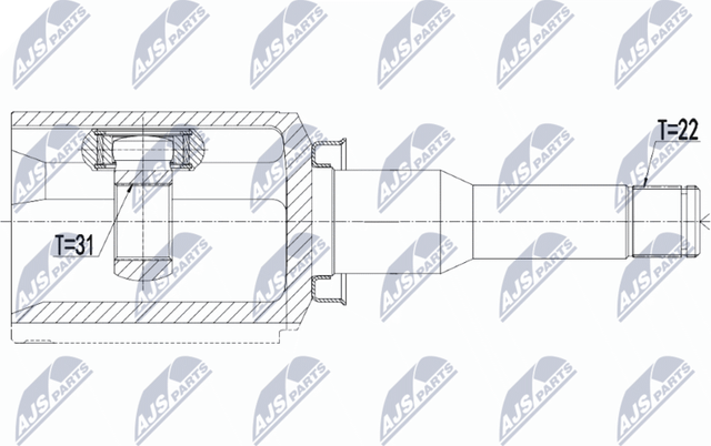 Шрус внутренний (граната) NTY передний левый для Chevrolet Cruze II 2012-2026. Артикул NPW-DW-030