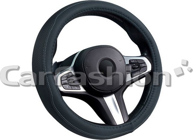 Оплётка на руль CarFashion Derby S (размер S, экокожа, цвет ЧЕРНЫЙ/СЕРЫЙ). Артикул 31689