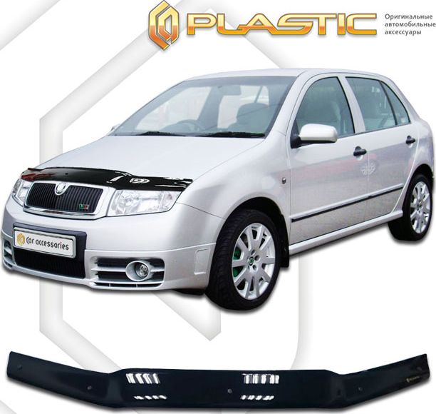 Дефлектор СА Пластик для капота (Classic черный) Skoda Fabia I хэтчбек 2004-2007. Артикул 2010010114725