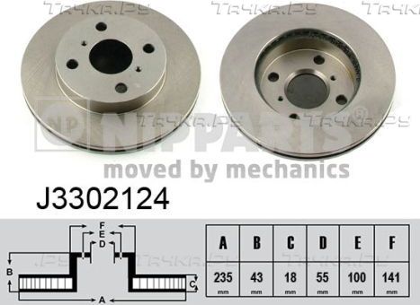 Тормозной диск Nipparts передний для Toyota Echo 1999-2005. Артикул J3302124