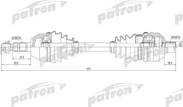 Полуось (привод в сборе, приводной вал) Patron. Артикул PDS0422