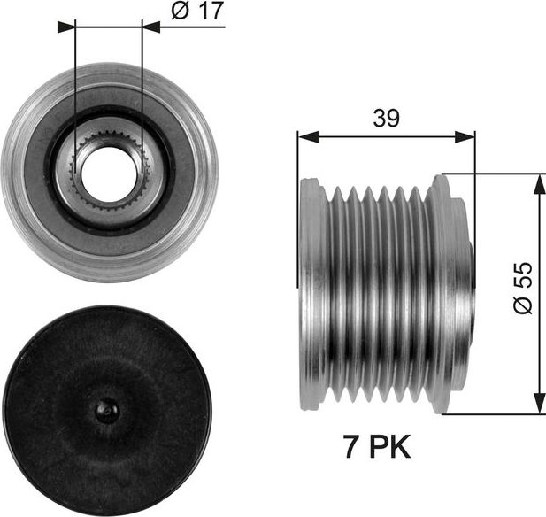 Натяжной ролик (натяжитель) приводного клинового зубчатого ремня Gates DriveAlign®. Артикул T39150