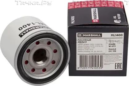 Фильтр масляный Nissan Almera I (N15), II (N16) 96-, Nissan Prime Marshall ML140 Marshall. Артикул ML1400