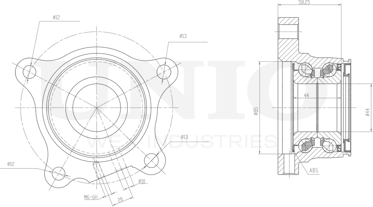 Ступица колеса с интегрированным подшипником (Unio). Артикул HUB-20256