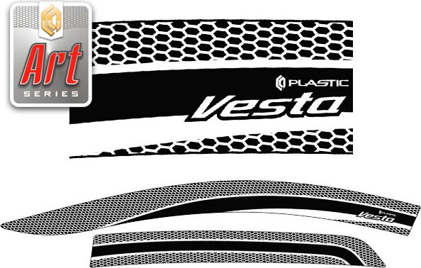 Дефлекторы СА Пластик для окон (Серия Art серебро) ВАЗ Lada Vesta SW  2015–2026. Артикул 2010032713098