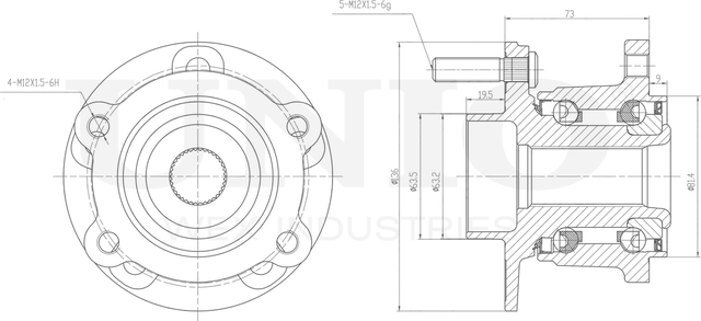 Ступица колеса с интегрированным подшипником (Unio). Артикул HUB-20231