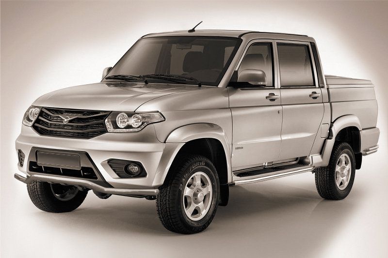 Защита Slitkoff переднего бампера d57 волна для УАЗ Pickup I рестайлинг 2014-2026. Артикул UPpic14-013