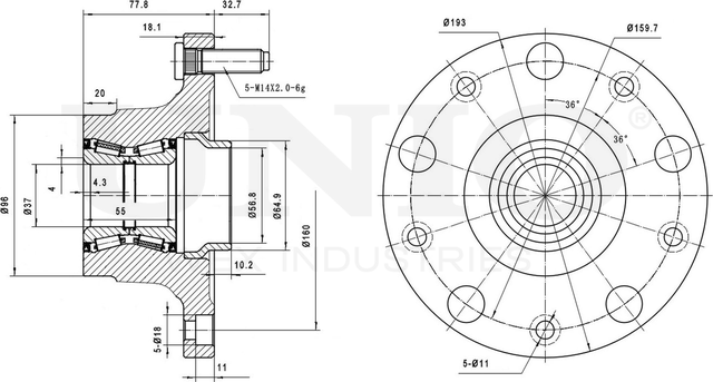 Ступица колеса с интегрированным подшипником (Unio). Артикул HUB-20059