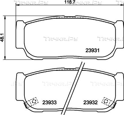 Тормозные колодки Mintex задние для SsangYong Rodius I 2005-2013. Артикул MDB2338