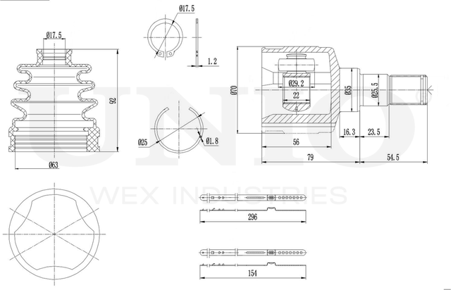 ШРУС внутренний (Unio). Артикул CVJ-30013