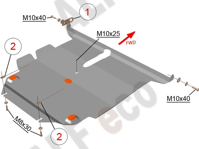 Защита алюминиевая Alfeco для картера и АКПП Toyota Allion T240 2WD 2001-2007. Артикул ALF.24.67 AL4