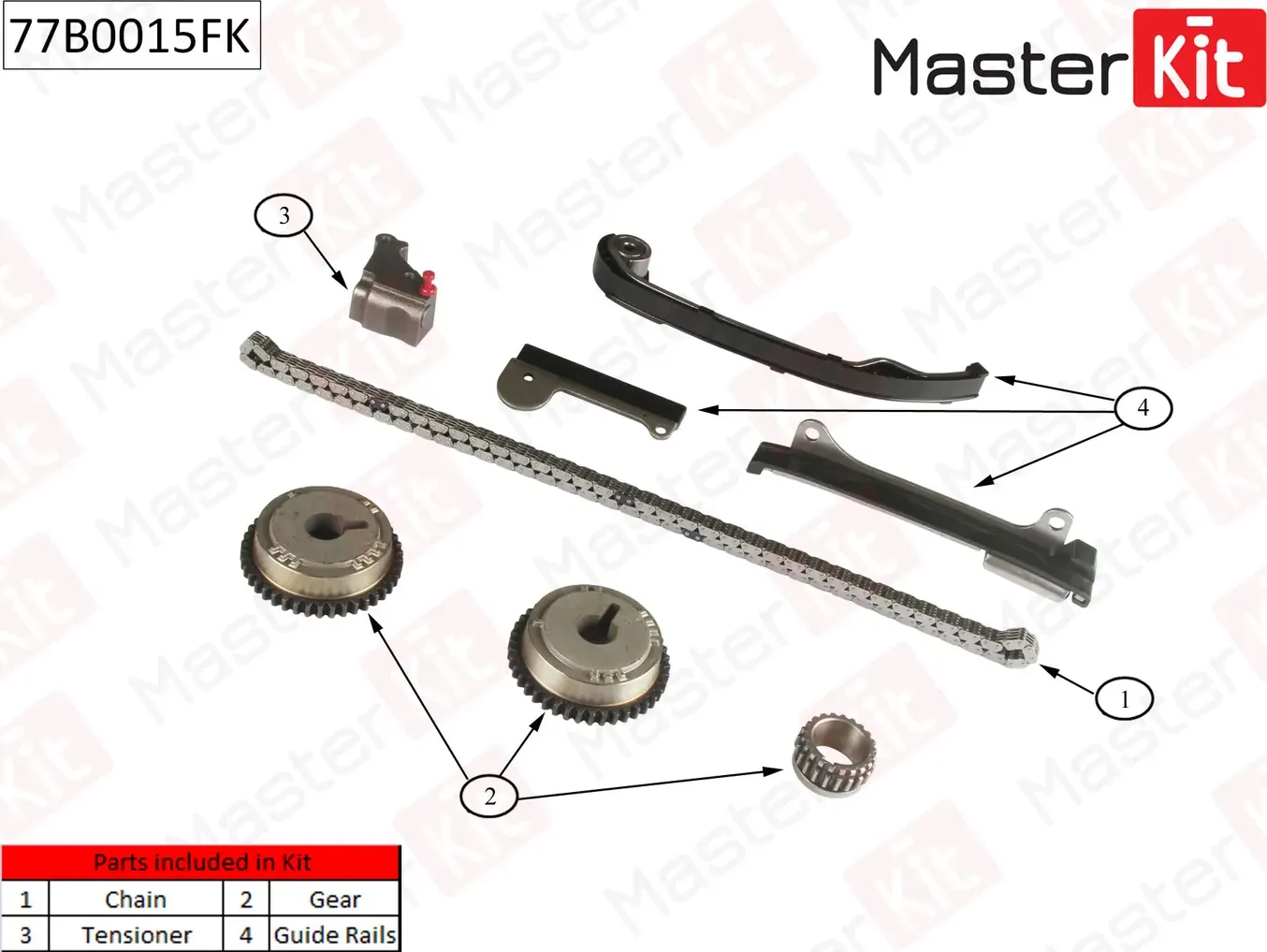 77B0015FK Комплект цепи ГРМ NISSAN Almera/Tino 1.5i-1.8i 16V QG15/QG18DE 00- (Master KIT) Master KIT. Артикул 77b0015fk