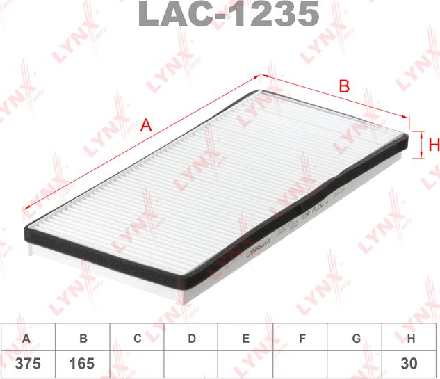 Салонный фильтр LYNXauto. Артикул LAC-1235