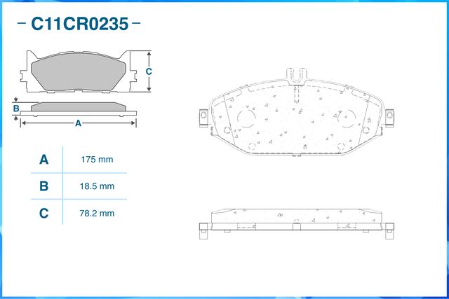 Колодки тормозные передние (Low Metallic) (Cworks). Артикул C11CR0235