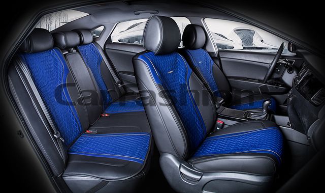 Накидки универсальные CarFashion Element Plus для авто, цвет Синий/Черный/Черный/Синий. Артикул 22496