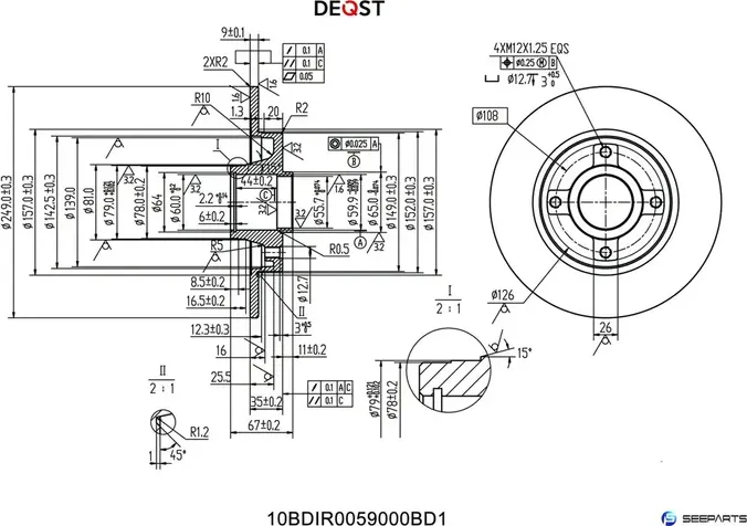 Диск тормозной (10BDIR0059000) (Deqst). Артикул 10BDIR0059000