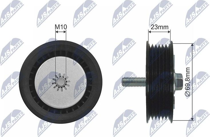 Направляющий (ведущий) ролик приводного поликлинового ремня NTY (Металл). Артикул RNK-PL-024