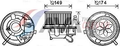 Вентилятор, мотор печки (отопителя) салона AVA (полимерный материал). Артикул VN8339