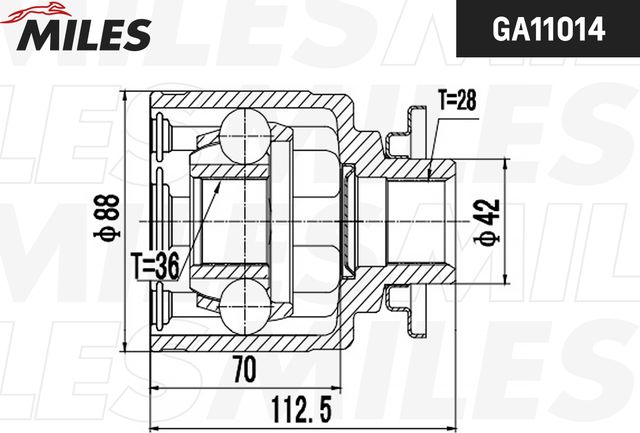 Шрус внутренний (граната) Miles. Артикул GA11014