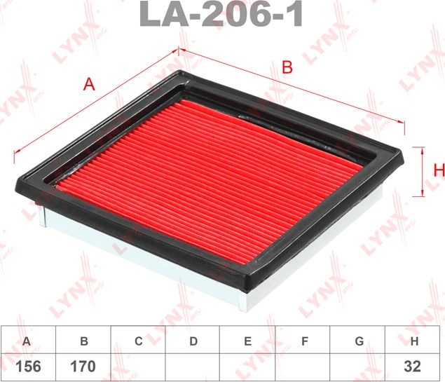 Воздушный фильтр LYNXauto для Nissan Note I 2006-2012. Артикул LA-206-1