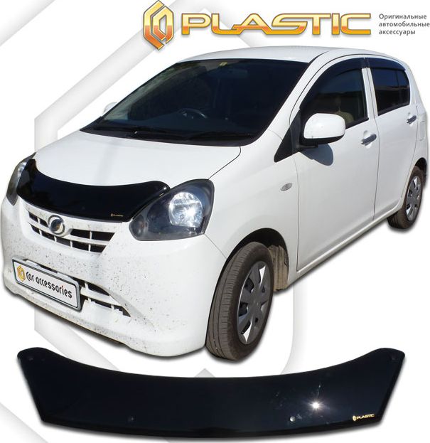 Дефлектор СА Пластик для капота (Classic черный) Daihatsu Mira e:S 2011-2017. Артикул 2010010112257