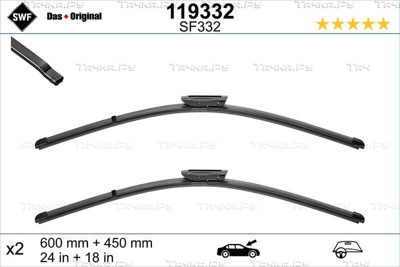 Щетка стеклоочистителя (дворник) SWF для Renault Megane II 2002-2010. Артикул 119332