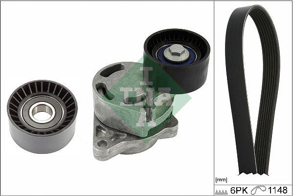 Приводной ремень поликлиновой с роликами (комплект) Ina. Артикул 529 0407 10