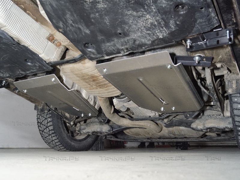 Защита алюминиевая ТСС (4 мм) для бака (2 шт.) Volkswagen Taos 4WD 2021-2026. Артикул ZKTCC00540
