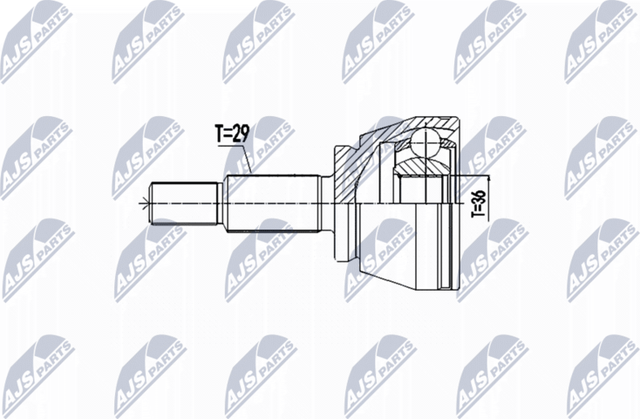 Шрус внутренний (граната) NTY передний для Renault Espace V 2015-2026. Артикул NPZ-RE-059