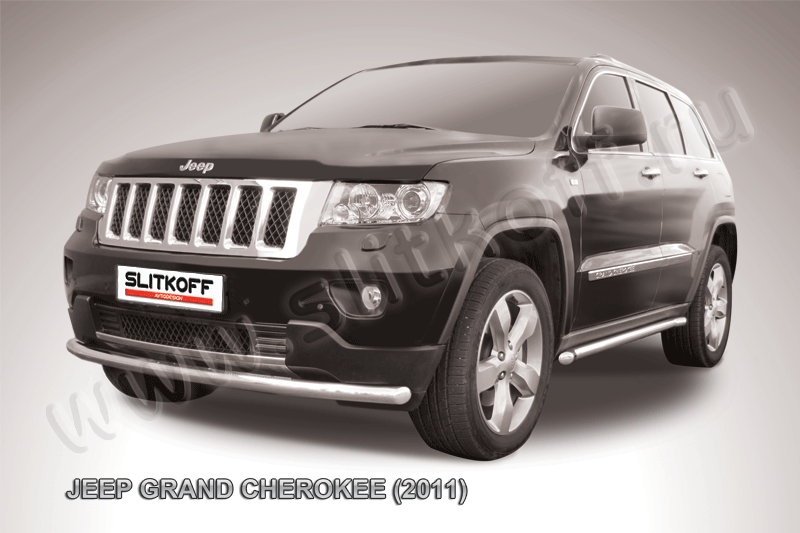 Защита Slitkoff переднего бампера d57 радиусная для Jeep Grand Cherokee WK2 2011-2014. Артикул JGCH004