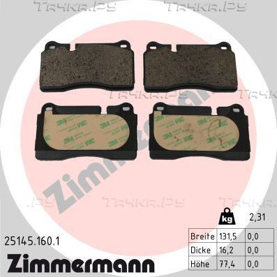Тормозные колодки Zimmermann для SEAT Leon III 2013-2026. Артикул 25145.160.1