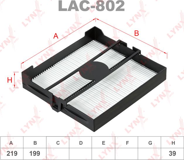 Салонный фильтр LYNXauto. Артикул LAC-802