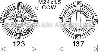 Муфта (вискомуфта) вентилятора AVA для Ford Sierra I 1982-1984. Артикул FDC449