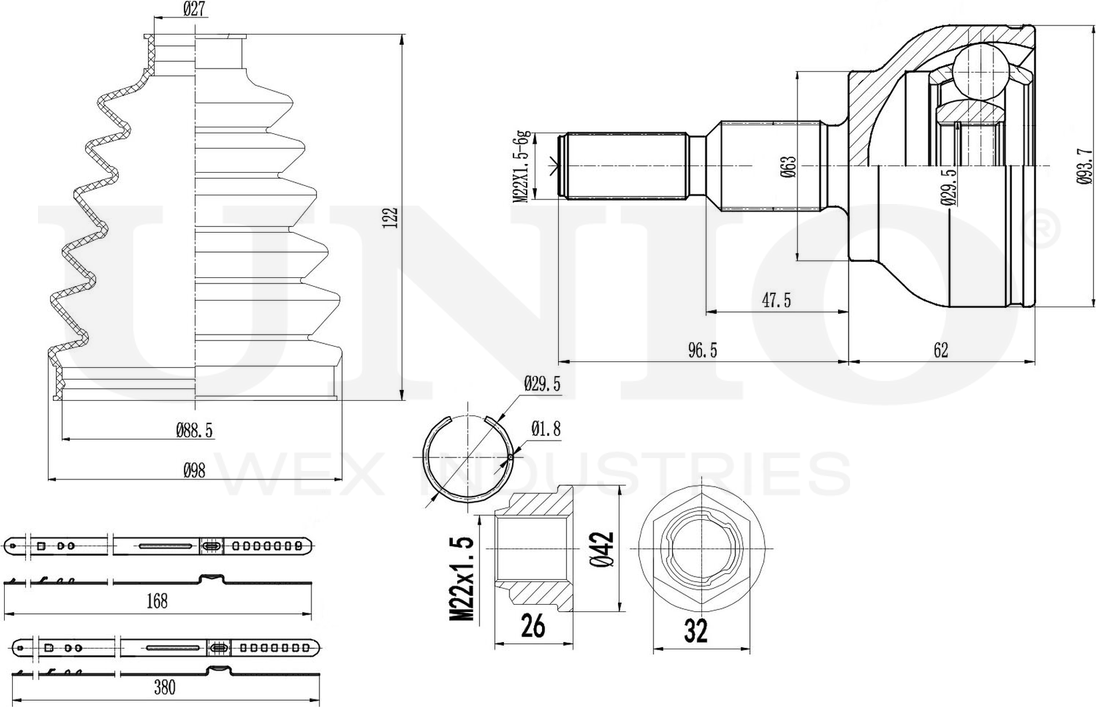 ШРУС наружный (Unio). Артикул CVJ-20156