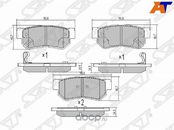 Колодки тормозные RR HYUNDAI GETZ 05-09SANTA FE 0 (SAT). Артикул ST5830226A00