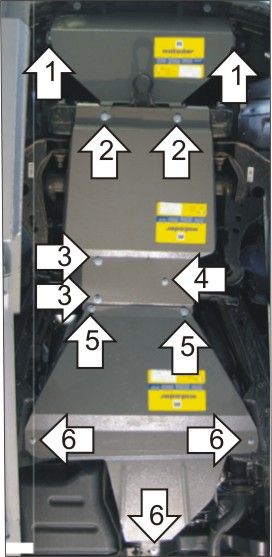 Защита Мотодор для радиатора, картера, дифференциала, КПП, РК Ford Explorer IV 2006-2010. Артикул 00726
