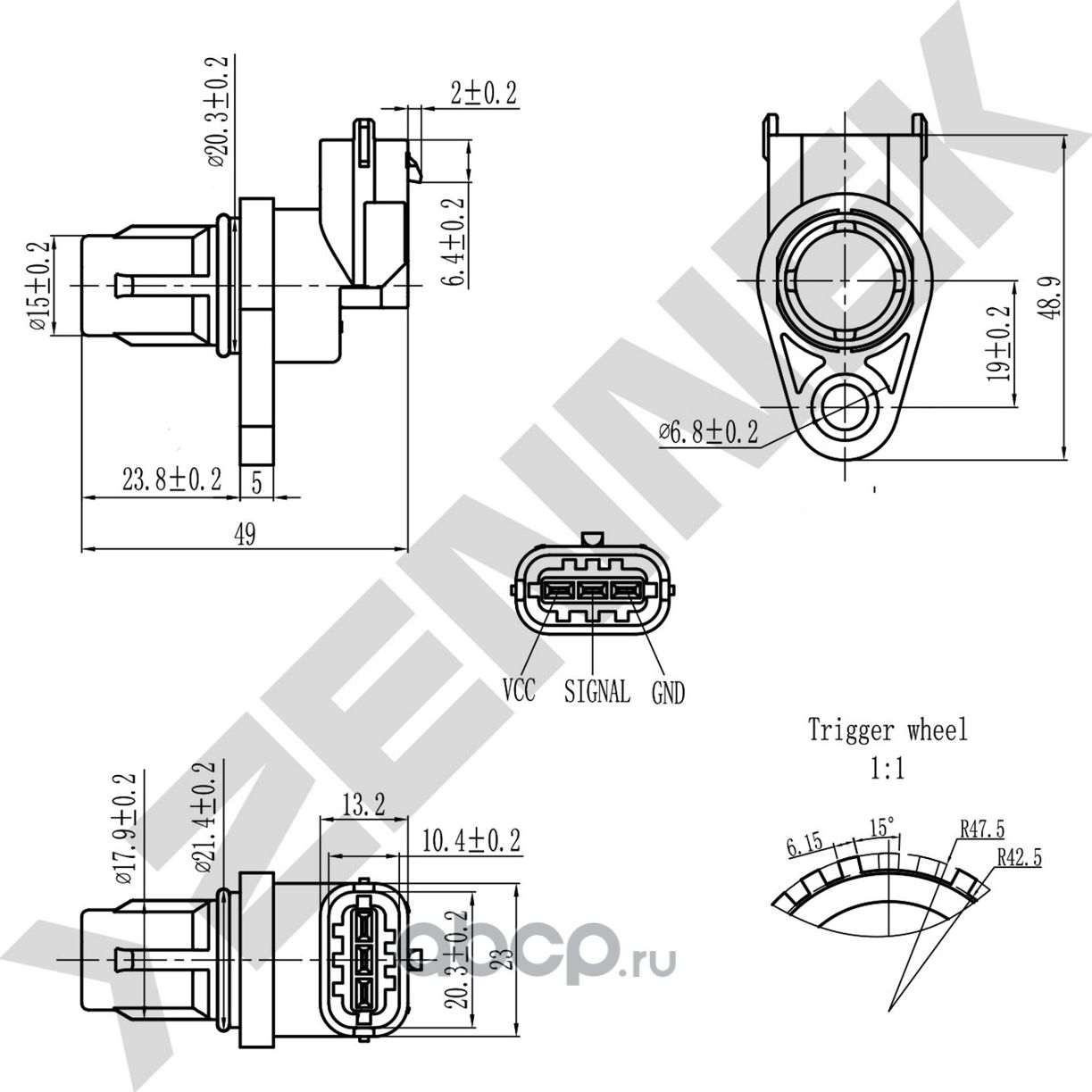 Датчик положения распредвала MB C200/C230/C280/E240/E280/E350 97 (Zennek). Артикул DCS0260