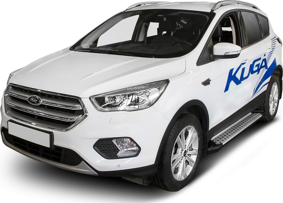 Пороги алюминиевые Rival Bmw-Style круг для Ford Kuga II рестайлинг 2016-2019. Артикул D180AL.1804.2