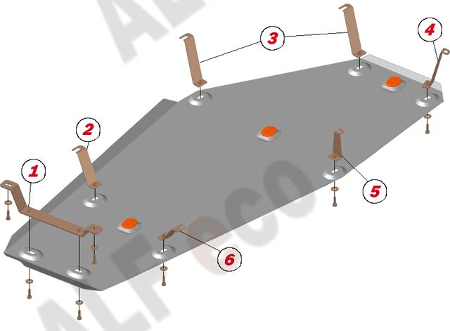 Защита алюминиевая Alfeco для топливного бака Toyota RAV4 IV 2013-2019. Артикул ALF.24.71 AL4