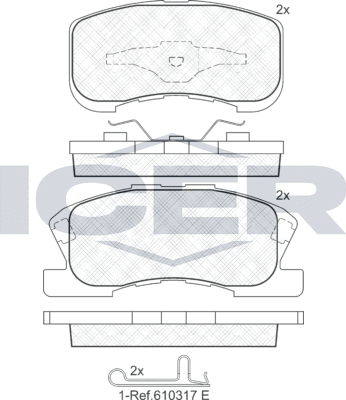 Тормозные колодки Icer передние для Daihatsu Move II 1999-2002. Артикул 181342