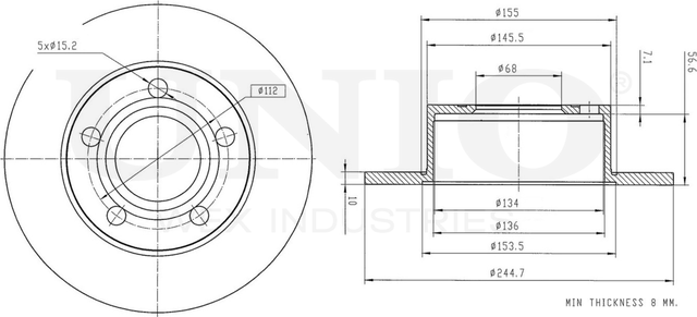 Диск тормозной (Unio). Артикул BRD-20033