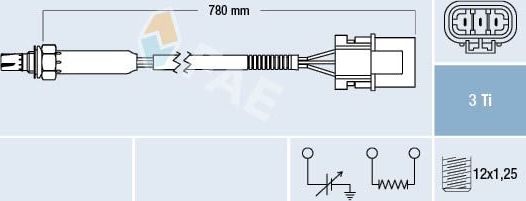Лямбда-зонд (кислородный датчик) FAE для Nissan Maxima J30 1988-1994. Артикул 77181