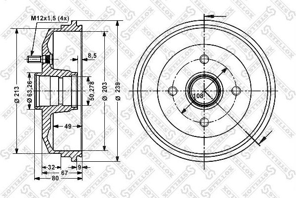 Тормозной барабан Stellox. Артикул 6025-2529-SX
